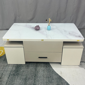 Juego de mesa de comedor, mesa auxiliar cuadrada multifuncional de madera, altura ajustable, elevador central, mesa de centro para ordenador portátil para sala de estar - Product Image 2