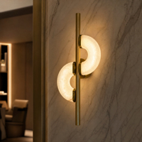 Lampes LED verticales minimalistes en cuivre avec panneaux en marbre givré, 2700K, blanc chaud doux, base E12, luxe résidentiel