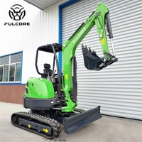 Vente d'usine FULCORE Mini-excavatrice à commande pilotée avancée par joysticks, sans cabine ou avec cabine ouverte, chenilles en caoutchouc