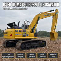 Excavatrice sur chenilles Komatsu 220 d'occasion, 22 tonnes, moteur PLC, système hydraulique complet, capacité de la benne de 1 m³, faible nombre d'heures, bon état