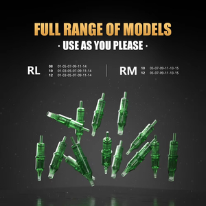 Aiguilles de cartouche de tatouage jetables Ambition <span class=keywords><strong>TREX</strong></span> Vert 10 pièces/boîte 1RL 3RL 5RL 7RL 9RL 11RL 14RL 5RM 7RM 9RM 11RM 13RM 15RM RL RM - Product Image 5
