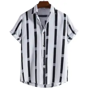 Fashion Simple Stripe Elegant Men's Short Sleeve Shirt Retail Wholesale Casual Formal Style Loose Shirt