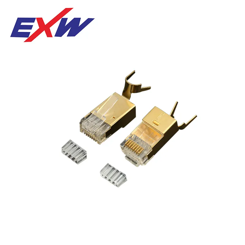 EXW ที่มีคุณภาพสูง Cat7 RJ45ปลั๊กเชื่อมต่อป้องกันกับหาง