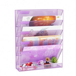 5-Tier Wall-Mounted <b>File</b> Organizer Rack Iron Craft <b>Document</b> Storage Shelf for Office and Home Sturdy <b>File</b> Holder - Product Image 6