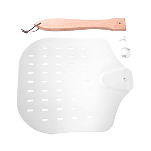 Manjia <span class=keywords><strong>professionnel</strong></span> en aluminium 430 acier inoxydable perforé <span class=keywords><strong>Pizza</strong></span> Peel avec manche en bois pliable <span class=keywords><strong>Pizza</strong></span> tournant Peel Paddle - Product Image 5