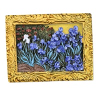 OEM/ODM 3D Relief NFC Aimant de Réfrigérateur Célèbre Peinture Résine Souvenir Cadeau Personnalisé Gourmet Van Gogh Iris Communication RFID
