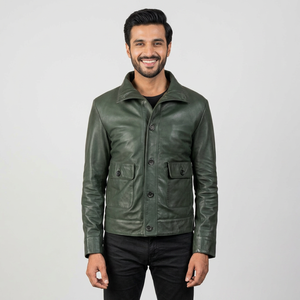 Wholesale Men's Slim Fit PU Leather Jacket Customizable New Style <b>Winter</b> Bomber with Fur <b>Decoration</b> Breathable jacket for men - Product Image 1