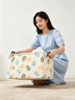 Panier de rangement pliable en tissu Deyun haute précision avec couvercle et poignées, motif œufs de Pâques mignons, organisateur de fleurs pour les fêtes de printemps