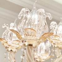 Candelabros de lujo europeos Villa decorativa luces colgantes con velas flor taza Francia lámpara de techo para sala de estar comedor