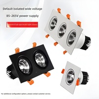 Spot LED encastré carré COB avec grille, lumière de plafond simple/double/triple tête, CRI 95+, dimmable, idéal pour les centres commerciaux