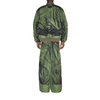 Veste bomber pilote unisexe, taille plus, noire et verte, rembourrée, imprimé illusion, bord côte côtelé, poche zippée, ourlet droit, fermeture éclair sur le devant