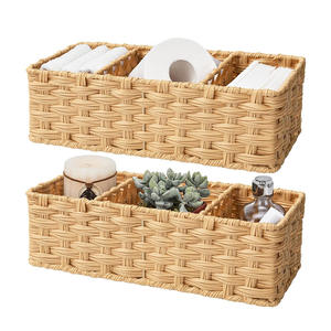 Tessuto artificiale impermeabile in <span class=keywords><strong>vimini</strong></span> a 3 sezioni marrone per l'organizzazione e la decorazione del bagno - Product Image 4