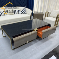 Table basse en acier inoxydable de haute qualité, table basse en marbre personnalisée, table d'appoint minimaliste de luxe, meubles de salon
