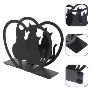 Freestanding Black Iron Vertical Cat Napkin Holder Luxury Desktop Iron Wrought Animal Shape Home Kitchen Restaurant Picnic Party