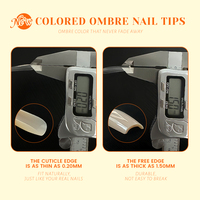 Tip Kuku Bentuk Coffin Ombre Tebal Full Cover 280pcs/Box Kuku Artificial Gradasi untuk Salon
