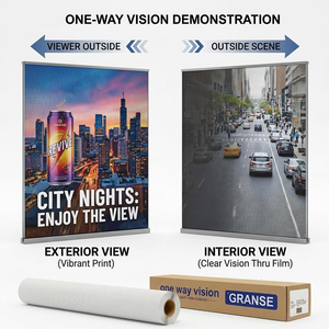 Film de fenêtre perforé transparent avec un rapport de perforation de 60/40, adhésif semi-amovible pour la publicité sur les vitres de voitures, bus et magasins - Product Image 5