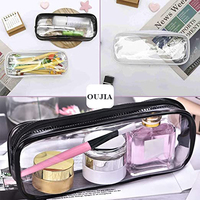 Trousse de maquillage en pvc transparent avec fermeture éclair pour enfants, trousse à cosmétiques pour femmes, sac de voyage