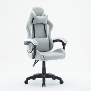 เก้าอี้เล่นเกมผ้าสีเทา PC หมุนได้360ตามหลักสรีรศาสตร์สำหรับการแข่ง - Product Image 2