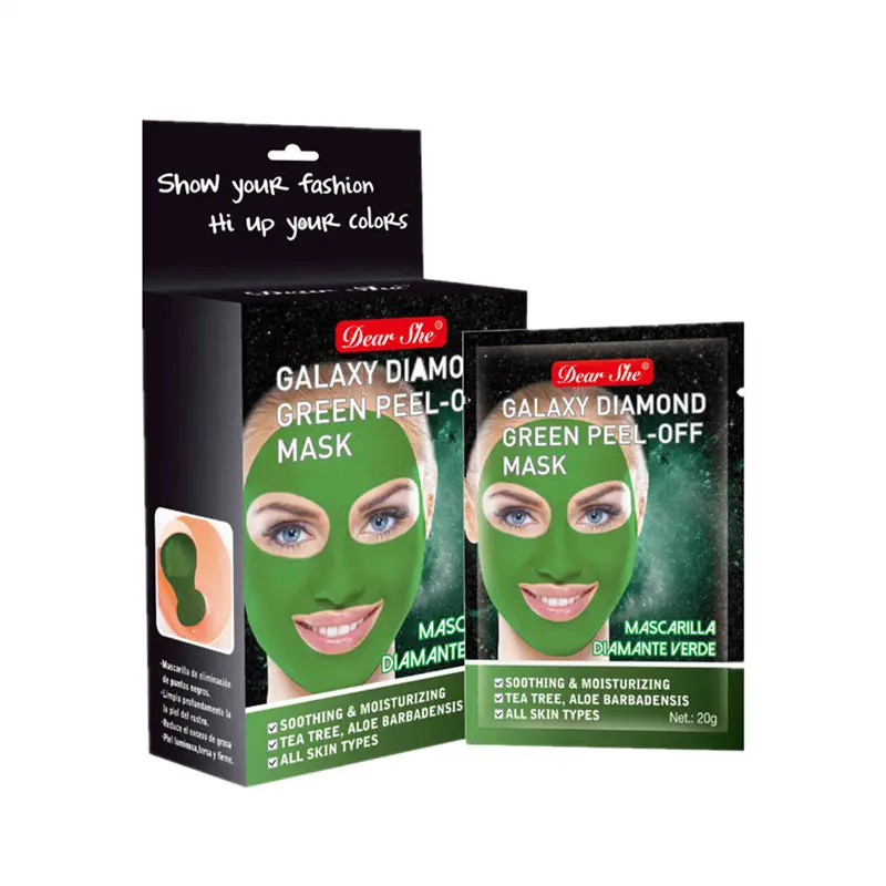 Nova atualização geração Galaxy Green Diamond Peel Off Máscara Facial Calmante e hidratante de cuidados da pele Que Você pode adicionar a sua própria logotipo