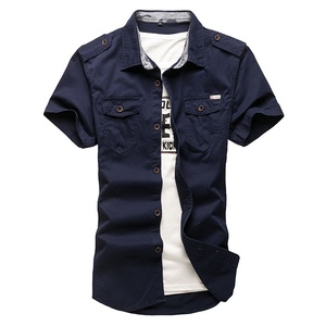 Nouvelles Chemises d'été à manches courtes pour hommes, multi-poches, en coton de haute qualité, décontractées, couleur unie, pour l'extérieur - Product Image 3