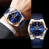Reloj de Pulsera Binbond B102 102 Casual de Negocios para Hombre, Reloj de Lujo de Acero Inoxidable, Relojes de Vestir de Cuero para Hombre, Reloj de Cuarzo de Moda Masculina