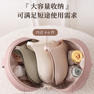 Sac de rangement de voyage rond en polyester, organisateur de vêtements durable pour chambre à coucher, rose, beige, gris, bleu - Product Image 3