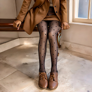Collants thermiques en polaire pour femme, taille haute, moulants, élastiques, translucides, à pois, chauds et sexy pour l'hiver, vente en gros - Product Image 2