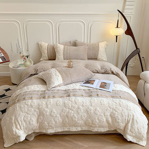 Anna 2024 New Light Luxury Milk Velvet Embroidered Modern Style Four-Piece <strong>Comforter</strong> Set Grade Quality for Winter