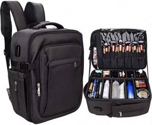 Free Sample <b>Makeup</b> Backpack Large <b>Makeup</b> <b>Case</b> for <b>Makeup</b> Artist Cosmetic Storage Organizer for Women Waterproof Travel Bag Black - Product Image 1