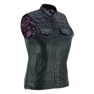 Gilet décontracté coupe-vent en cuir véritable noir pour homme, col montant, style motard, poche avant, sans manches, vêtement d'extérieur d'hiver - Product Image 4