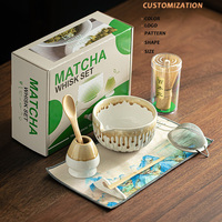 Ensemble de matcha en céramique Fambe, en stock, avec logo personnalisé, boîte et bol inclus