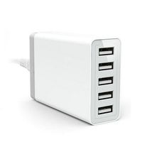 Hub de charge USB 5 ports 40W avec tension d'entrée CA 100-240V mondiale, adaptateur de chargeur de téléphone portable USB 5V 8A