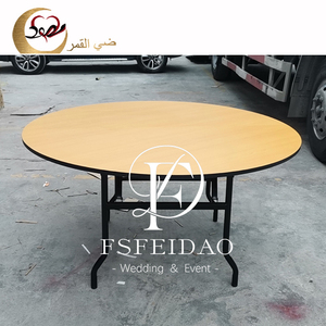 Hotel Evento Comedor Sala de banquetes moderna Pata de metal de hierro Mesas redondas plegables de madera contrachapada - Product Image 2