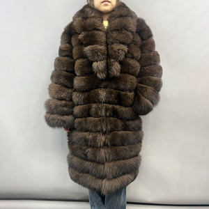 Женское модное пальто из натурального меха лисы <span class=keywords><strong>2026</strong></span> года с большим воротником, эксклюзивное роскошное зимнее теплое пальто-тренч из натурального меха лисы - Product Image 1