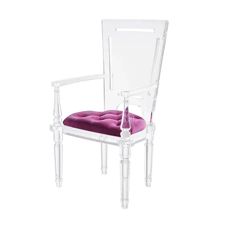 Meubles au design moderne personnalisé Chaise de salle à manger en acrylique Coussin moderne transparent