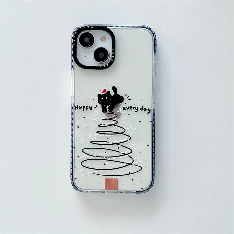 Luxo bonito Natal árvore cão caso do telefone móvel para iphone 15 pro max TPU árvore de Natal gato tampa traseira para iphone 14