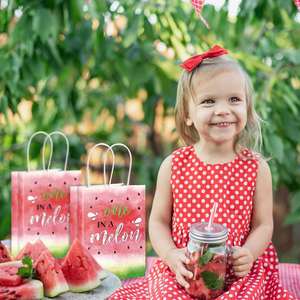 Bolsas de Regalo para Fiestas con Diseño de Sandía en Acuarela, Impresas en Flexografía sobre Papel Kraft Reciclable, Diseño de Una Sandía, para Cumpleaños de Verano - Product Image 6