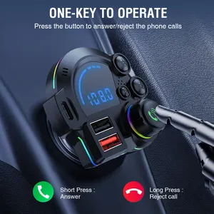 Mới Xách Tay Đa Chức Năng Không Dây Xe FM Transmitter Xe MP3 Máy Nghe Nhạc Qc3.0 Pd20w Nhanh Chóng Sạc Kép USB Car Charger Với TYPE-C