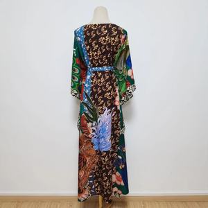 Print Strand Maxi Jurk Met Riem Tuniek Vakantie Gewaad Vrouwen <span class=keywords><strong>Bikini</strong></span> Cover Ups Sexy Strandkleding Lange Jurk - Product Image 6