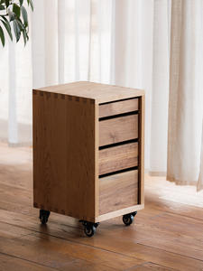 Japanese Style Wooden <b>Filing</b> Cabinet Movable Office <b>Storage</b> with Cherry Wood and Black Walnut for Commercial Use - Product Image 2