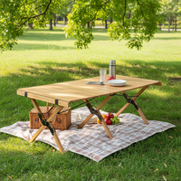 Table pliante portable pour faire des rouleaux d'œufs |   Table de camping pliable en bois massif pour pique-nique en plein air et plage