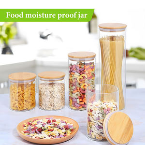 Contenants de stockage alimentaire en verre multi-tailles 250-2000 ml avec couvercles en bambou, ensemble d'organisation de <span class=keywords><strong>cuisine</strong></span> hermétique - Product Image 4