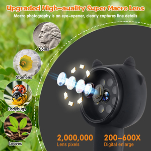 ชุดกล้องจุลทรรศน์สำหรับเด็กขนาด 2 นิ้ว LPS 1080P พร้อมไฟ LED กำลังขยาย 500 เท่า ของขวัญเพื่อการศึกษาด้านวิทยาศาสตร์สำหรับเด็กชายและเด็กหญิงในวันเกิด - Product Image 3