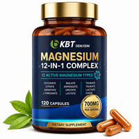 Capsules de Magnésium Complexe OEM de Qualité CGMP – Complément de Glycinate de Magnésium pour le Sport, Marque Privée, Magnésium 12-en-1