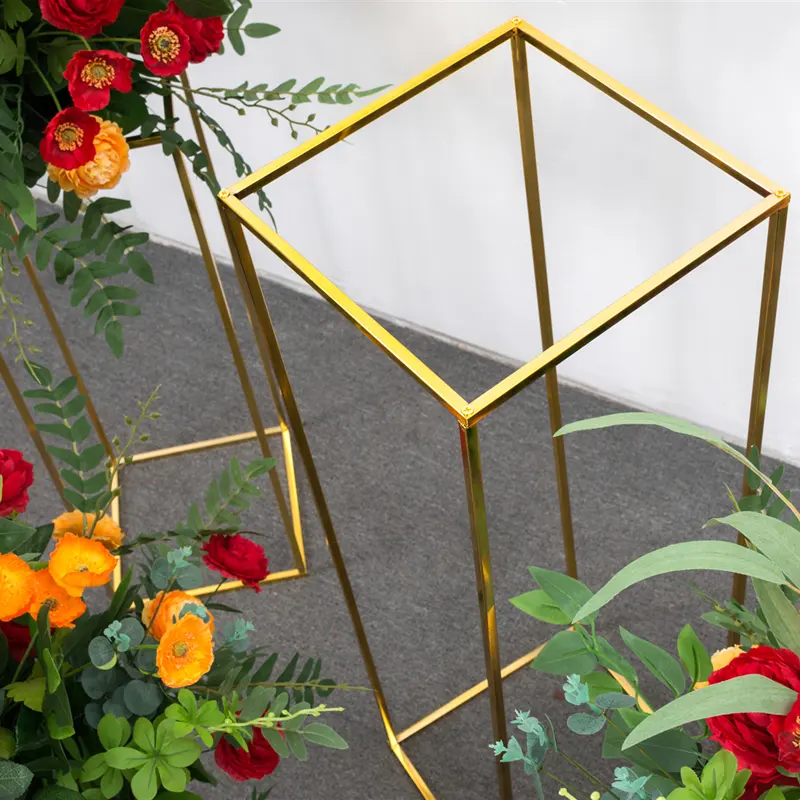 Professional Gold Square Wedding Flower Stand Silver Green Weddings White Flower Stand For Weddings Party