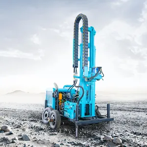 300 M Water Well Rig Portable Wheeled Pneumatic Borehole Deep Water Well Drilling Rig Machine Drilling Rig