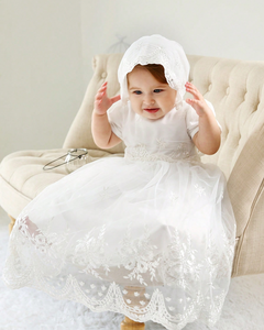 Nuevo modelo bordado <span class=keywords><strong>blanco</strong></span> bebé recién nacido bautismo comunión <span class=keywords><strong>vestido</strong></span> cumpleaños Formal niño niñas vestidos - Product Image 2