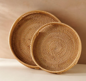 Bandeja de Servir de Ratán Natural Ecológica de Alta Calidad, con Asa de Madera, Hecha a Mano, Decorativa, Apta para Lavavajillas, para Uso en Restaurantes - Product Image 2