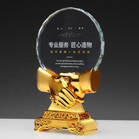 Trophée en cristal sur base métallique dorée, forme ronde de tournesol, cadeaux d'affaires pour anniversaire