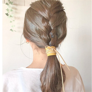 ยางมัดผมทำจากหนังที่หรูหราที่คาดผมที่มีสีสันและยางยืดหางม้าสั่งทำ - Product Image 3